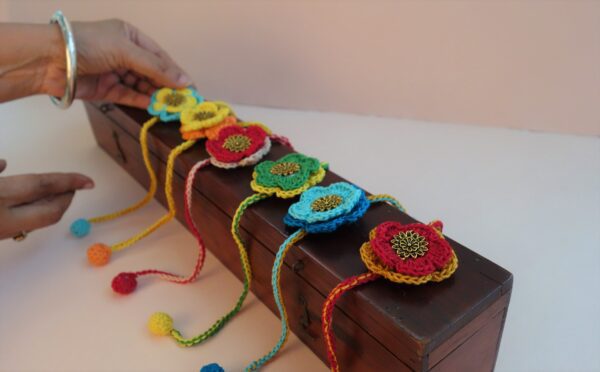 Crochet Premium Rakhi Box with Pure Honey Gift Hampers Online in Gurgaon Delhi NCR Noida India